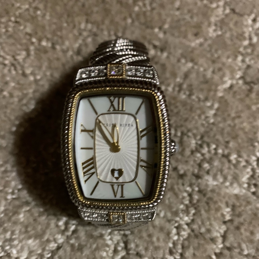 Judith Ripkq Silver and Gold Watch with Roman Numerals with Mother pearl dial